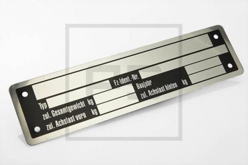 Typenschild 40 x 150 