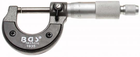 Bügelmessschraube in Holzkassette, Genauigkeit 0,01 mm, 0-25 mm 
