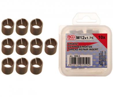 10 Ersatz-Gewindeeinsätze, M12x1,75 