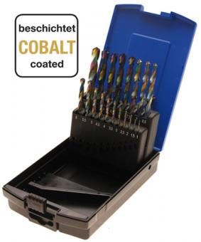 Spiralbohrer-Satz, HSS, 1-10 mm, Cobalt beschichtet, 19-tlg. 