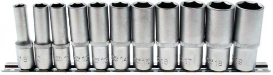 Steckschlüssel-Einsätze, tief, 10 (3/8), 8-19 mm, 11-tlg. 