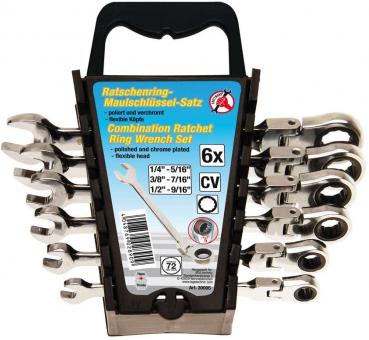Maul-Ratschenring-Schlüssel-Satz, ZOLL, flexible Köpfe 6-tlg.  