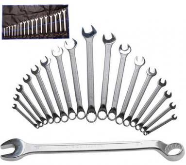 Maul-Ringschlüssel-Satz, Ringseite gekröpft, 8-27 mm, 17-tlg. 