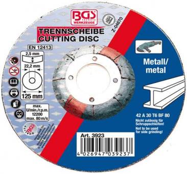 Trennscheibe für Metall 125 x 2,5 mm, Typ 42  