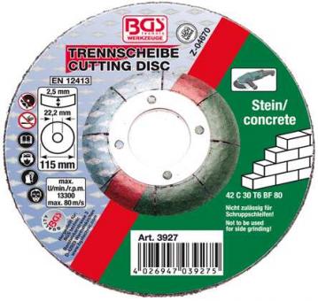 Trennscheibe für Stein 115 x 2,5 mm, Type 42  