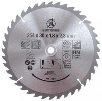 Hartmetall-Kreissägeblatt, 40 Zähne, 254 mm 