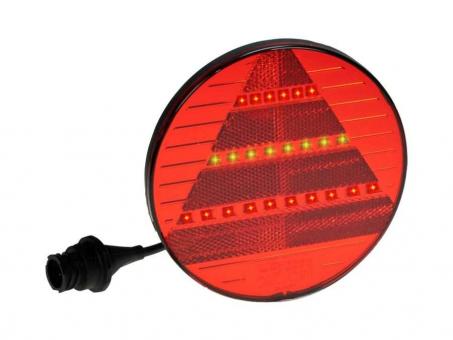 LED Heckleuchte PRO-DISC Kabel 0,3m + 7-polig AMP Stecker, mit Dreieckrückstrahler 