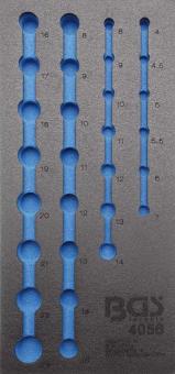 1/3 Werkstattwageneinlage (408x189x32 mm), leer, für Steckschlüssel-Einsätze  6,3 (1/4) und 12,5 (1/2), 12-Kant 