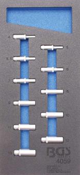 1/3 Werkstattwageneinlage: Steckschlüssel-Einsätze  6,3 (1/4), 6-Kant, tief, 4-13 mm, 11-tlg. 
