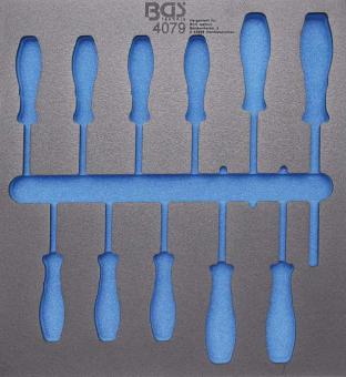 2/3 Werkstattwageneinlage (408x378x32 mm), leer, für T-Profil-Schraubendreher, T6-T40, 11-tlg. 