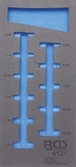 1/3 Werkstattwageneinlage (408x189x32 mm), leer, für Steckschlüssel-Einsätze  6,3 (1/4), tief in Zollgrößen, 11-tlg. 