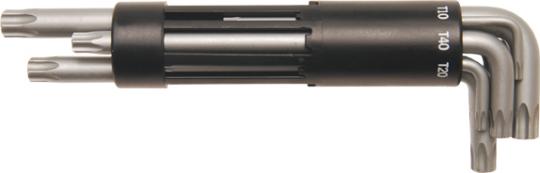 Winkelschlüssel-Satz mit Stirnbohrung, T-Profil, extra lang, T10-50, 8-tlg. 