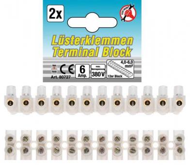 Lüsterklemmen 4,0mm², 2 Stück, 12er Block 