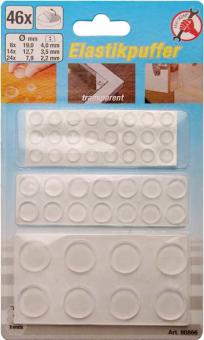 Elastikpuffer-Satz, selbstklebend, transparent, 46-tlg. 