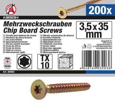 Mehrzweckschrauben, 3,5x35 mm, T10, 200-tlg. 