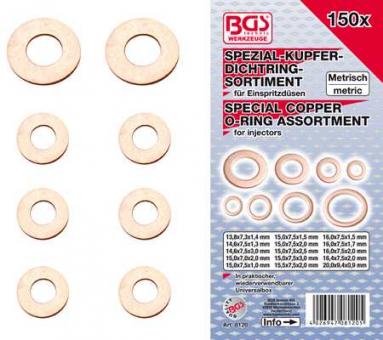 Einspritzdüsen-Kupferringsortiment, 150-tlg. 