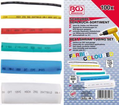 Schrumpf-Schlauch-Sortiment, farbig, 100-tlg. 