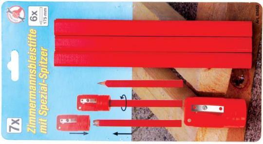Zimmermannsbleistifte mit Spitzer, 7-tlg. 