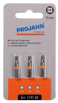 1/4&#34; markierter Bit L25 mm Innen-6kant 3mm 3er Pack 
