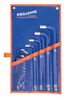 Winkelstiftschluessel Satz Inbus lange Ausf&#252;hrung, blau 2 - 19 mm 13-teilig, in Rolltasche 
