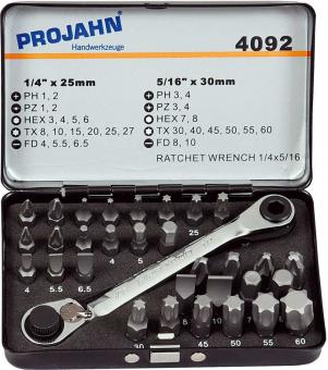 1/4&#34; + 5/16&#34; Kombi Bit Box 32tlg incl. Bit-Doppelring-Ratschenschl&#252;ssel 