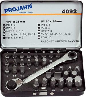 1/4&#34; + 5/16&#34; Kombi Bit Box 32tlg incl. Bit-Doppelring-Ratschenschl&#252;ssel 