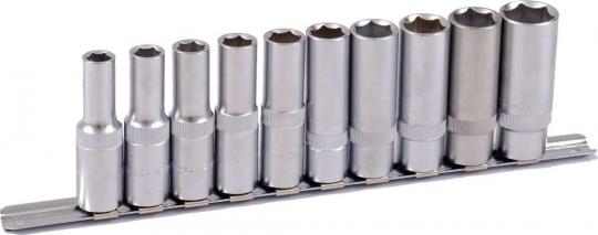 1/2&#34; Stecknuss Satz auf Schiene 10tlg tiefe Nuesse 