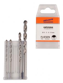 Extreme Fliesenbohrerset 4-tlg., Durchmesser 4, 5, 6, 8 mm 