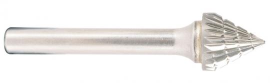 Hartmetallfr&#228;ser, Form J Kegel 60&#176; d1 12.7 mm, Schaftd. 6.0 mm Kreuzverzahnung 
