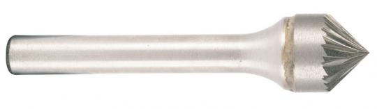 Hartmetallfr&#228;ser, Form K Kegel 90&#176; d1 6.0 mm, Schaftd. 6.0 mm Kreuzverzahnung 