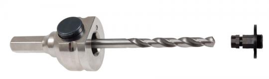 Adapter Schnellwechsel 6-kant SW 11 mit 2 Verbindungsst&#252;cken und HSS 125 mm Zentrierbohrer f&#252;r Muli Lochs&#228;ge  