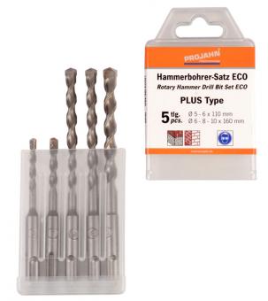 Satz SDS-plus ECO 5 tlg. bestehend aus: je 1 St&#252;ck 5x110, 6x110, 6x160, 8x160, 10x160 