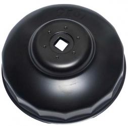 Ölfilterkappe aus Stahlblech, schwarz lackiert, 15-Kant, 99 mm 