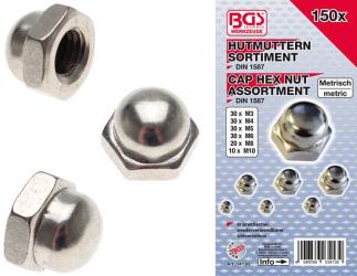 Hutmuttern-Sortiment 150-tlg. 