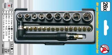 Bit- und Steckschlüssel Winkelschrauber-Satz, 26-tlg. 
