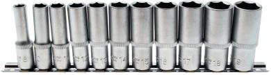 Steckschlüssel-Einsätze, tief, 10 (3/8), 8-19 mm, 11-tlg. 