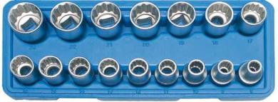 Steckschlüssel-Einsätze, 12-Kant, 12,5 (1/2), 8-24 mm, 16-tlg. 