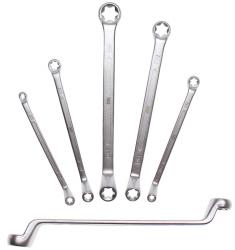 Doppel-Ringschlüssel-Satz für E-Profil-Schrauben, tief gekröpft., E6-E24, 6-tlg. 