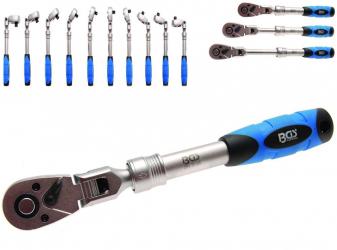 Ausziehbare Umschaltknarre, abwinkelbar, 6,3 (1/4), 175 - 225 mm  