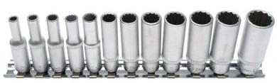 Steckschlüssel-Einsatz-Set, 12-Kant,  6,3 (1/4), tief in Zollgrößen, 12-tlg. 
