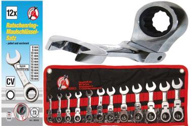Ratschenring-Maulschlüssel-Satz, extra kurz,12-tlg. 