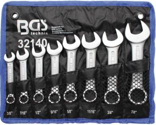 Maul-Ringschlüssel-Satz, extra kurz, 3/8" - 7/8", in Zollgrößen, 8-tlg. 