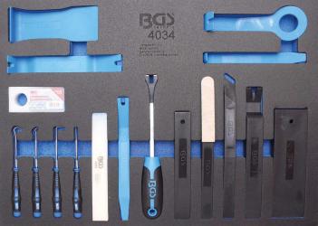 3/3 Werkstattwageneinlage: Lösewerkzeuge, Montagekeile und Haken-Satz, 17-tlg. 