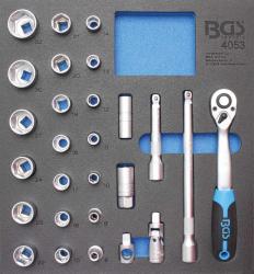 2/3 Werkstattwageneinlage: Steckschlüssel-Satz 12,5 (1/2), 27-tlg. 