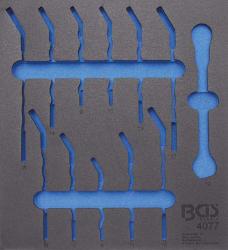 2/3 Werkstattwageneinlage (408x378x32 mm), leer, für Ratschenring-Maulschlüssel 90° stufenlos abwinkelbar, 8-19 mm, 12-t 