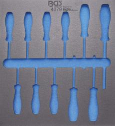 2/3 Werkstattwageneinlage (408x378x32 mm), leer, für T-Profil-Schraubendreher, T6-T40, 11-tlg. 