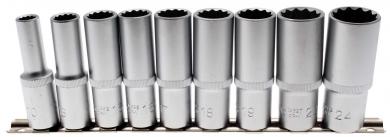 Steckschlüssel-Einsatz-Set, tief, 12-Kant, 12,5 (1/2), 9-tlg. 
