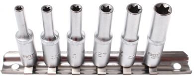 Steckschlüssel-Einsätze,E-Profil , tief,E4 - E10, 6,3 (1/4), 6-tlg. 