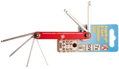 Klappschlüssel-Satz mit Kugelkopf, Innen-6-Kant, 1,5 - 6 mm, 7-tlg. 