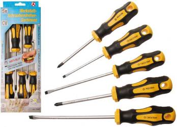 Werkstatt-Schraubendreher-Satz, mit rutschfesten Heften, 5-tlg. 
